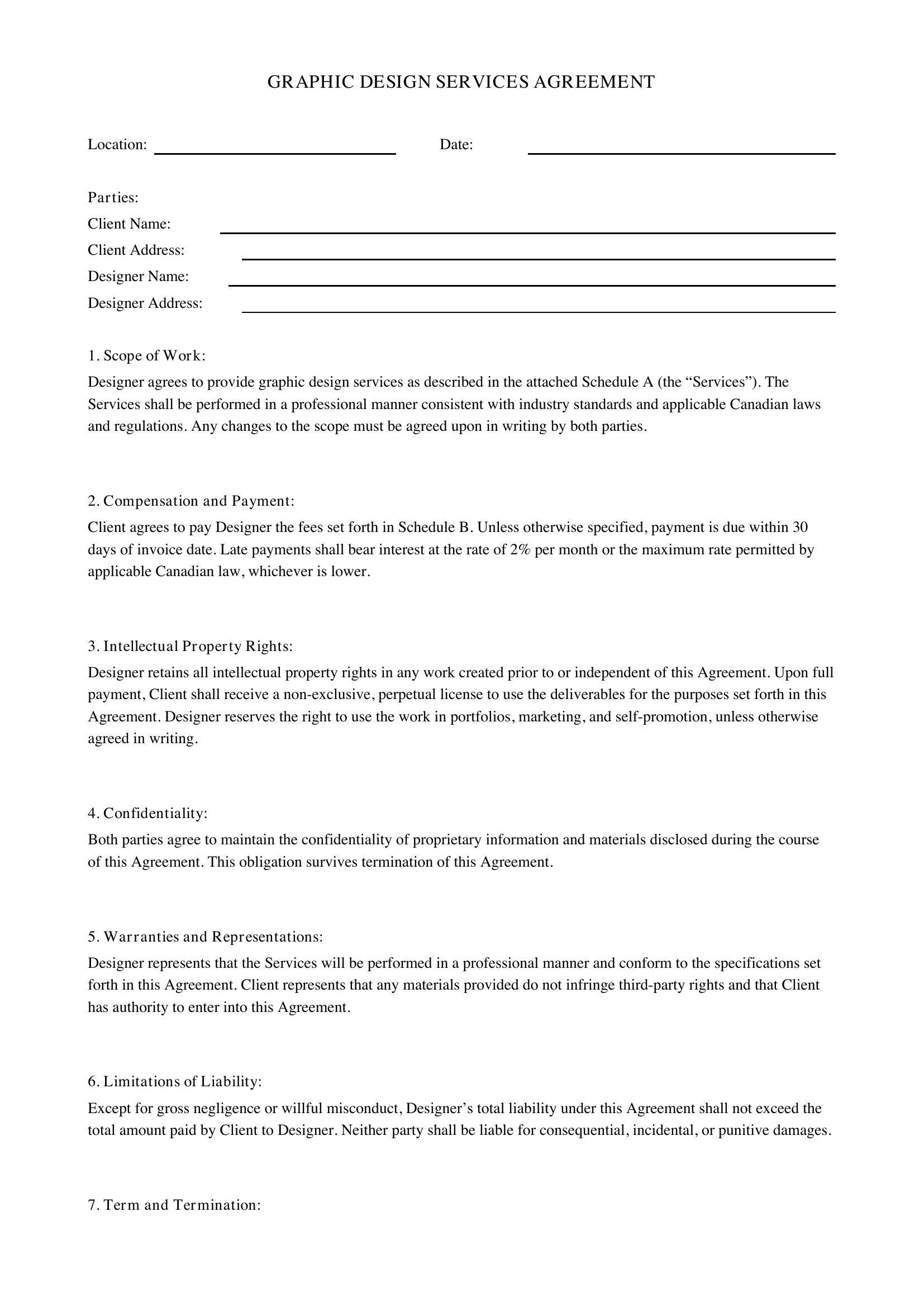 Graphic Design Contract Template - Canada